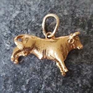 Vintage 9ct Gold Bull Charm | Mid Century Jewelry