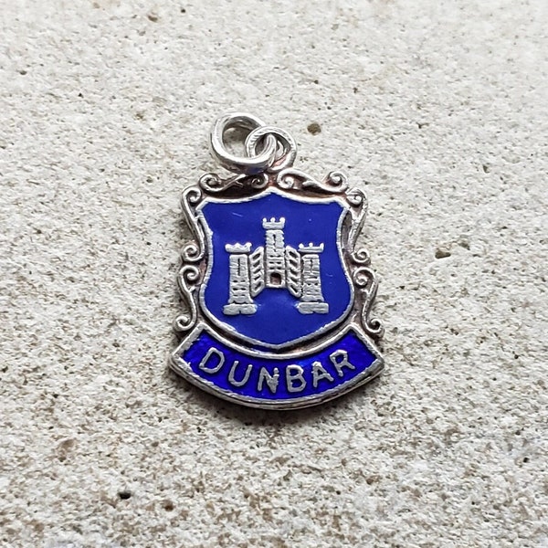 Vintage Sterling Silver and Enamel Dunbar Shield Charm by Ward Brothers | Scottish Souvenir