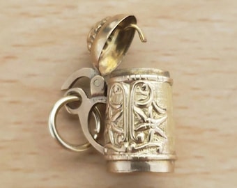 Vintage 9ct Gold Beer Tankard Charm Pendant by Georg Jensen | Mid Century Jewelry