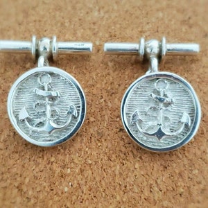 Vintage Sterling Silver Anchor Cufflinks | Nautical Jewelry