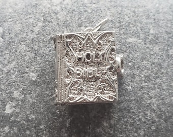 Vintage Sterling Silver Holy Bible Charm | Mid Century Jewelry