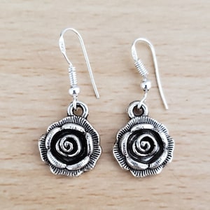 Vintage Sterling Silver Rose Flower Earrings | Boho Jewelry