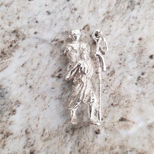 pendentif St Christophe vintage en argent sterling | Bijoux de foi