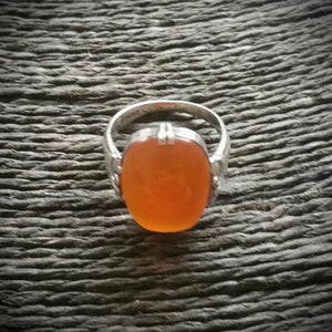 Vintage Sterling Silver and Carnelian Ring, Boho Jewelry | Ring Size UK=J.5 USA=5