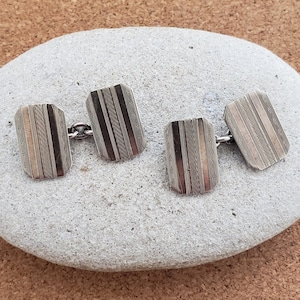 Vintage Sterling Silver and 9ct Gold Plated Cufflinks | Mid Century Jewelry
