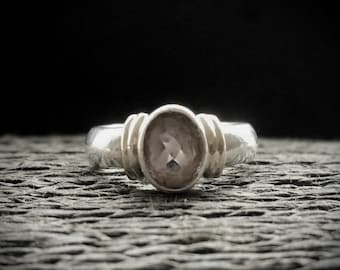 Vintage Sterling Silver and Amethyst Band Ring, Purple Gemstone Ring, Birthstone Jewelry | Ring Size UK=J.5 USA=5