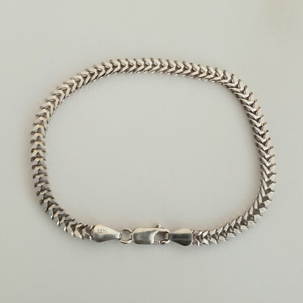 Vintage Sterling Silver Foxtail Chain Bracelet, Minimalist Jewelry | Bracelet Size UK=18.5cm USA=7.3in