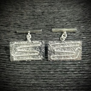 Vintage Sterling Silver Textured Cufflinks |  Modernist Jewelry