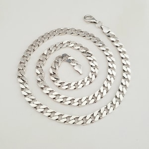 Heavy Vintage Sterling Silver Diamond Cut Curb Chain Necklace | Necklace Size UK=51cm USA=20in