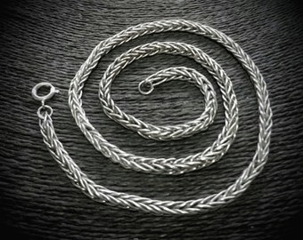 Heavy Vintage Sterling Silver Byzantine Chain Necklace, Ethnic Jewelry | Necklace Size UK=51cm USA=20in
