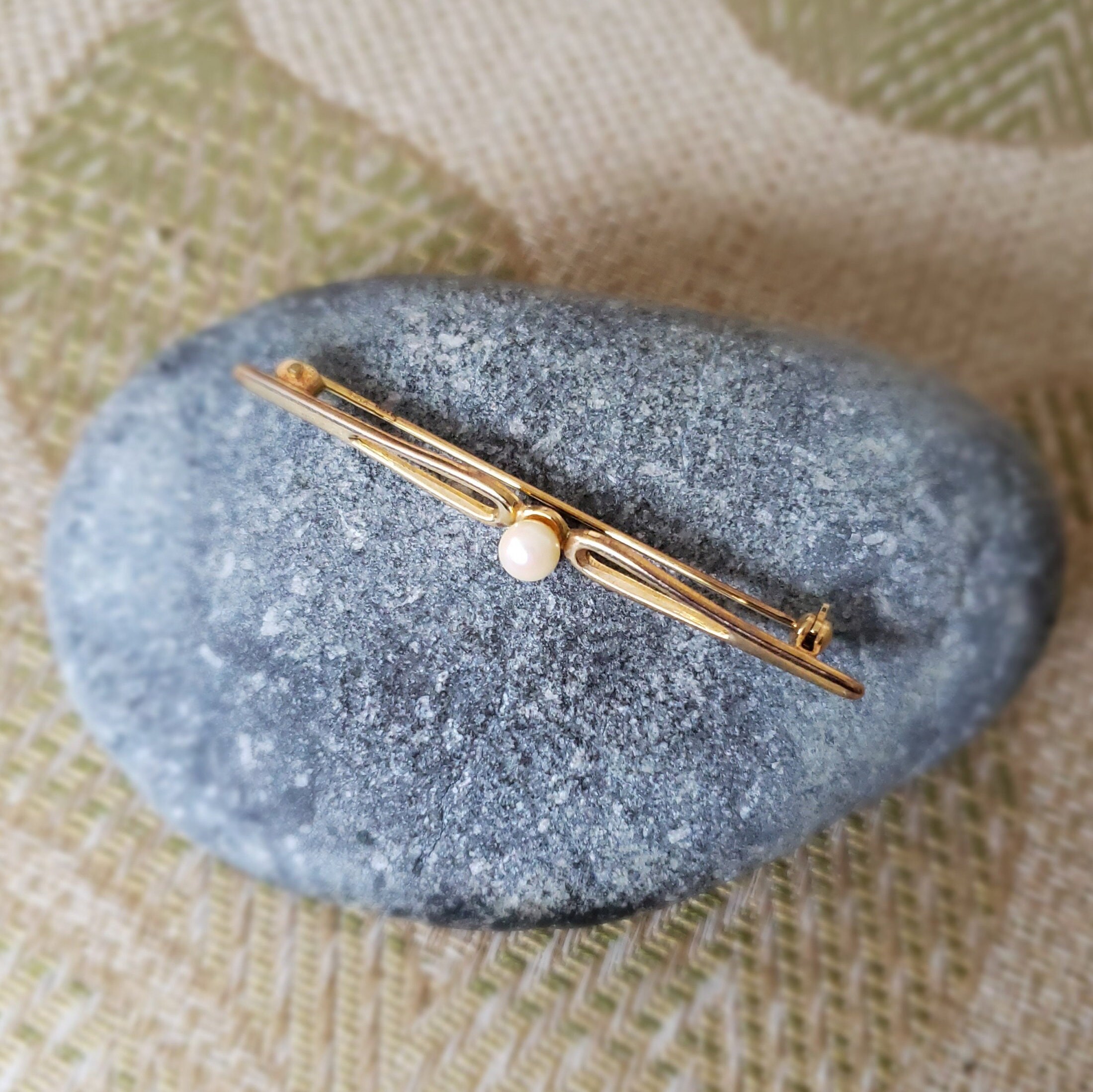 Vintage 9ct Gold Faux Pearl Brooch Retro Jewelry - Etsy