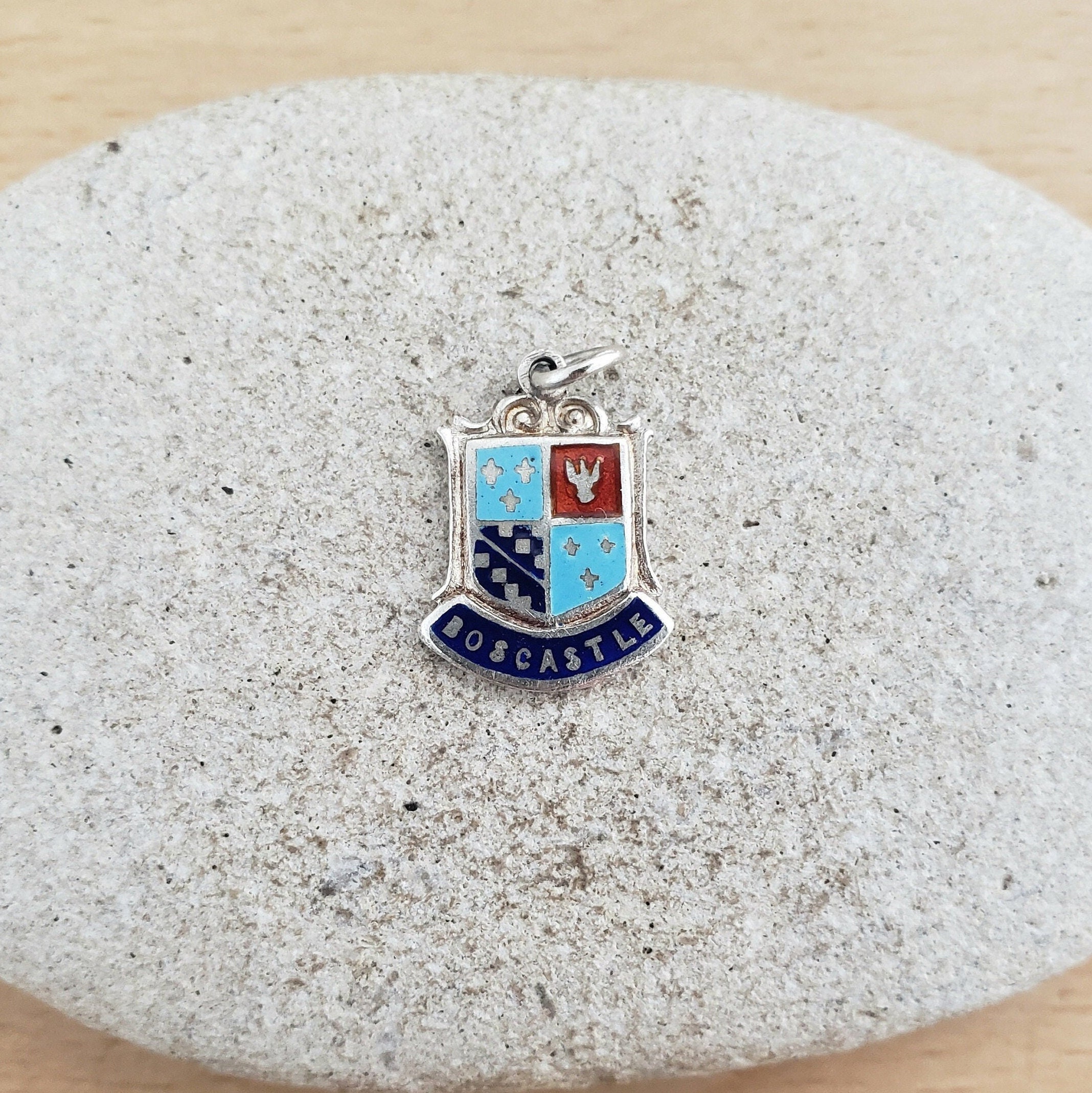 Charme Vintage En Argent Sterling 925 Et émail - Bouclier HMK CORNWALL 1,9g - 2,5cm - France
