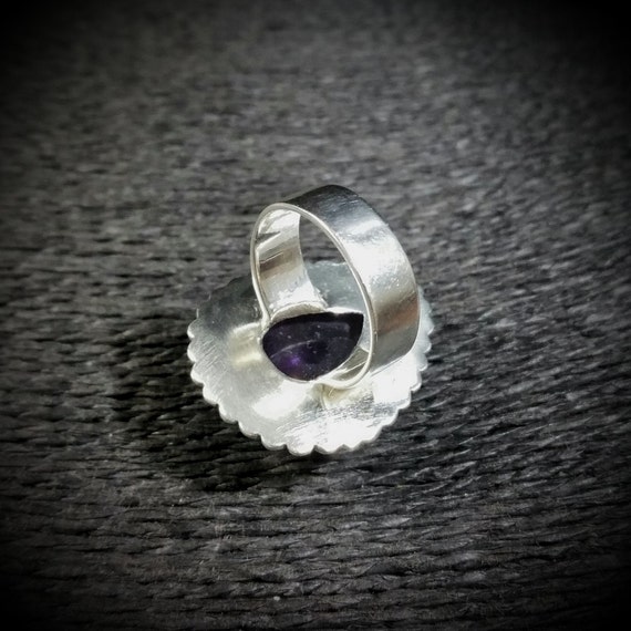 Heavy Vintage Sterling Silver and Amethyst Ring, … - image 6