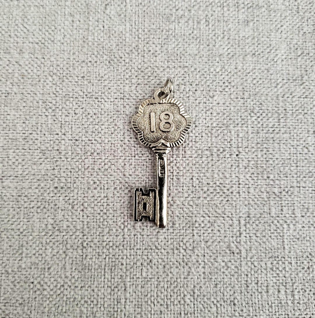 Vintage Sterling Silver 18th Birthday Key Pendant | Mid Century Jewelry ...