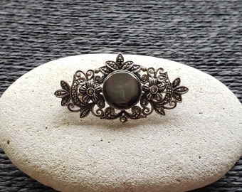 Vintage Sterling Silver and Abalone Shell & Marcasite Brooch | Art Nouveau Jewelry
