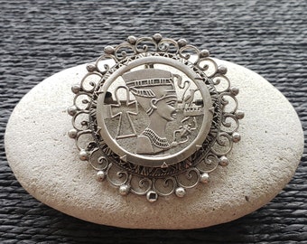 Antique Silver Egyptian Revival Brooch | Ethnic Jewelry