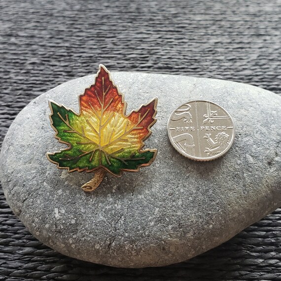 Antique Sterling Silver Tricolour Maple Leaf Broo… - image 4