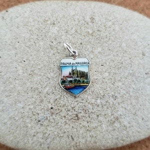 Vintage Silver and Enamel Palma de Mallorca Shield Charm Spanish Souvenir image 2