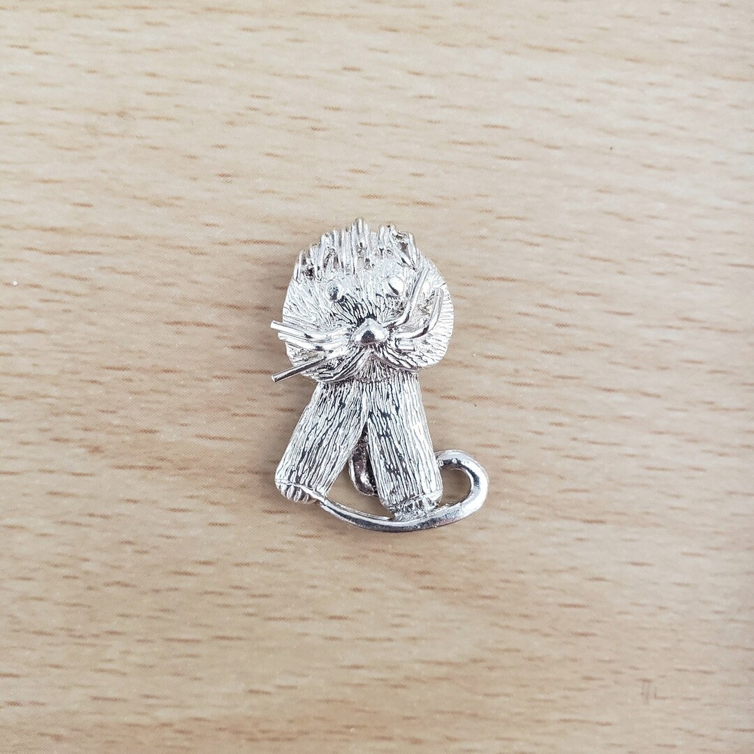 Vintage Sterling Silver Textured Cat Pendant | Boho Jewelry