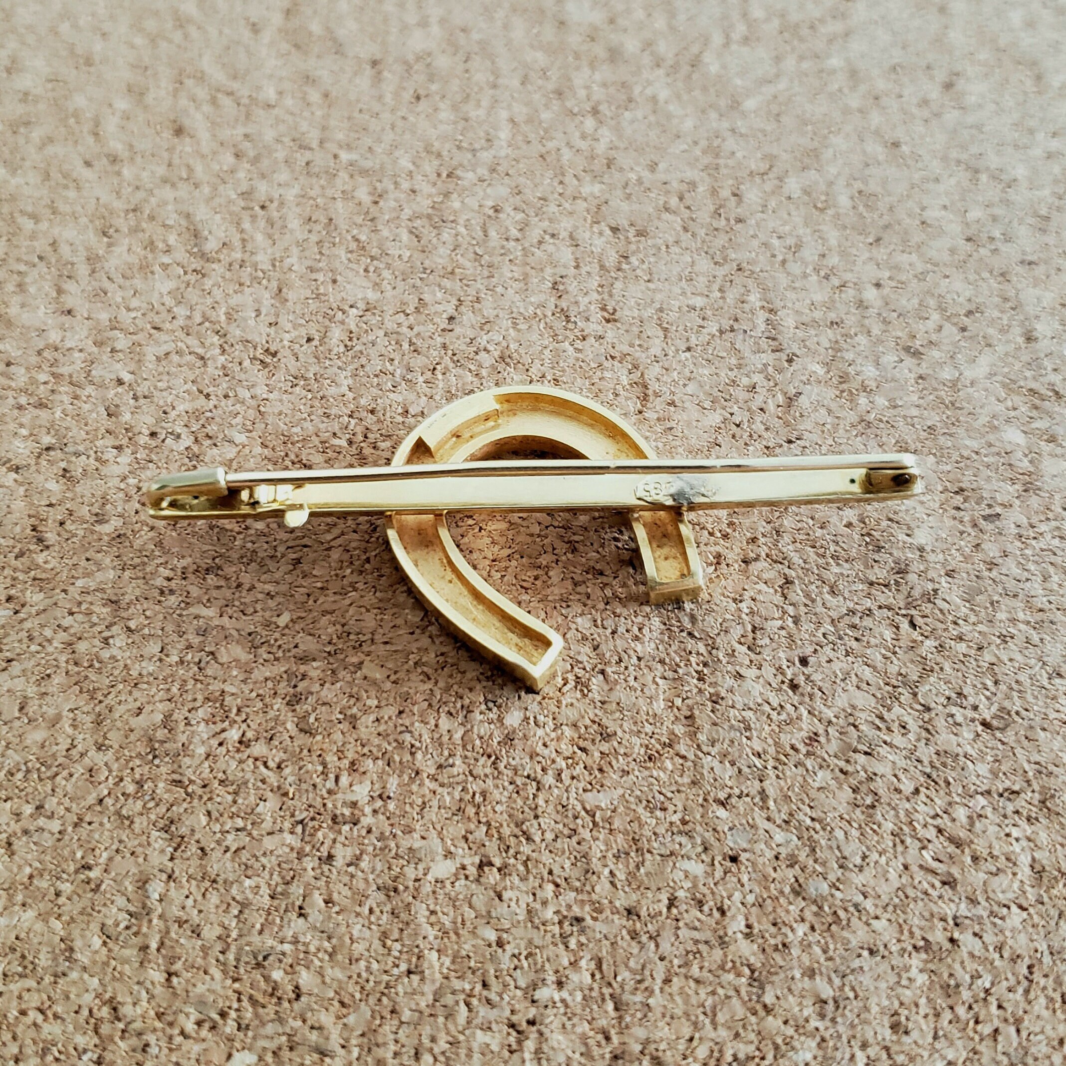 Broche Vintage Fer à Cheval Et Cloche En Nacre - Porte-bonheur Ancien - Parfait état