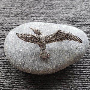Vintage Sterling Silver and Marcasite Eagle Brooch | Art Deco Jewelry