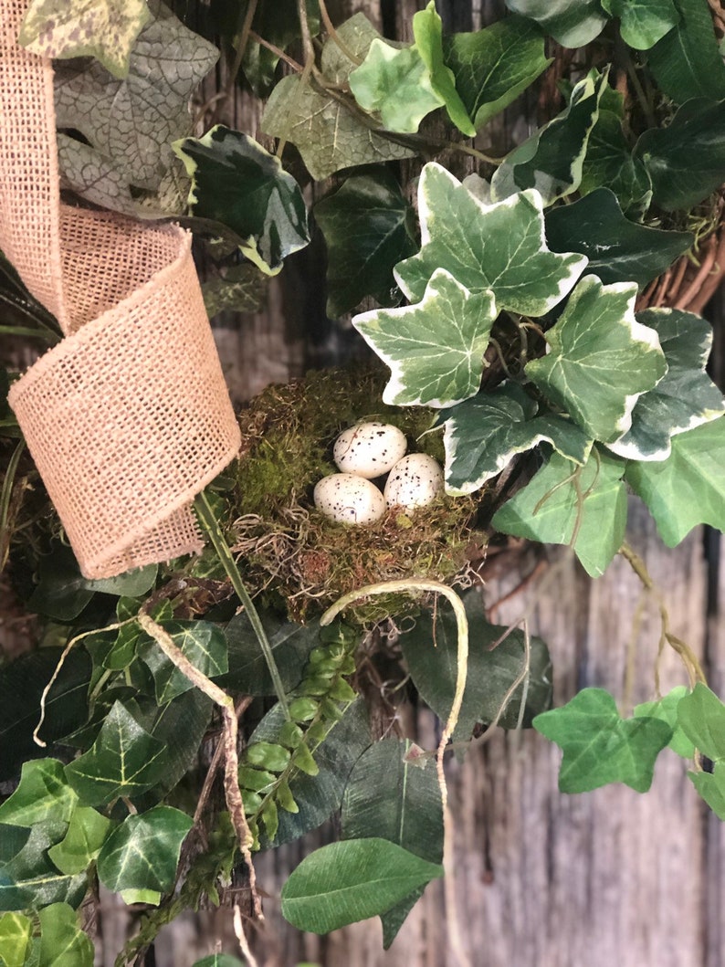 Large Greenery Grapevine Wreath with Birds Nest Everyday Greenery Wreath with nest and eggs,