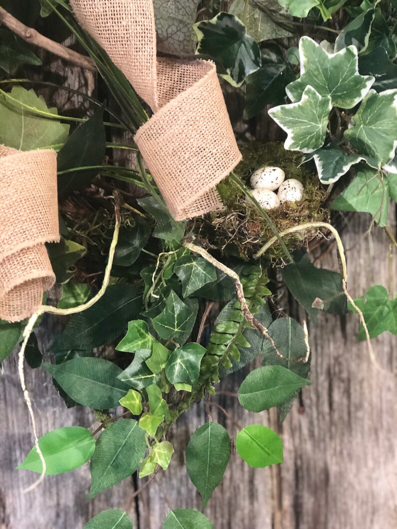 Large Greenery Grapevine Wreath with Birds Nest Everyday Greenery Wreath with nest and eggs,