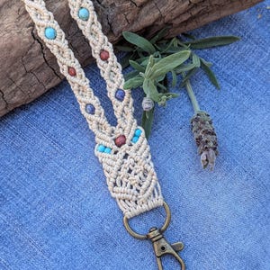 Earth Angel Macrame Lanyard – Boho Hemp Badge Holder, Angel Teacher or Nurse Gift