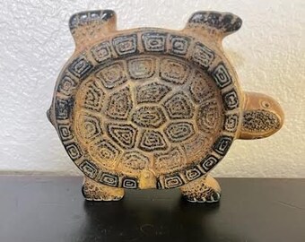 Fantastic Vintage Japanese Earthenware Turtle Figurine? Ashtray? Soapdish? Made in Japan