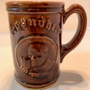 Fantastic Vintage 30s Stoneware Compliments Gesundheit Beer Tankard Mug Stein