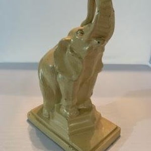 Fantastic Vintage Cast Iron Elephant Stepping up on Circus Platform Doorstop