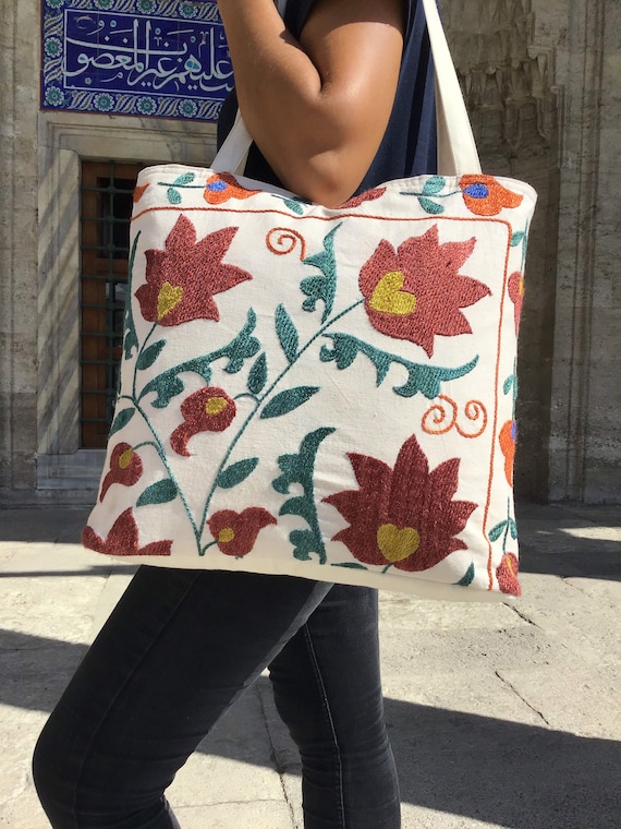 Suzani Bag, Vintage Suzani Hobo Bag, Vintage Afgha