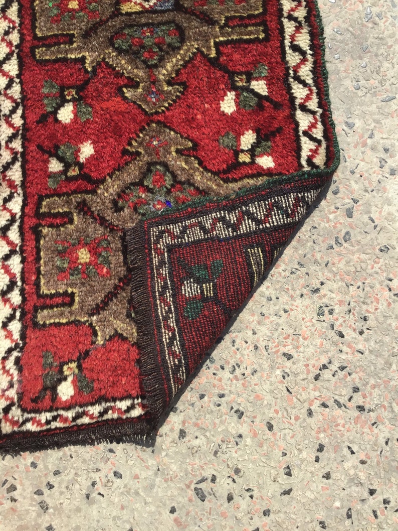 Area Rug Door Mat Anatolian Rug,Small Vintage Rug Small Rug 2,11x1,8 ft Small Rug,Red Rug Vintage Rug Handmade Rug 91x51 cm