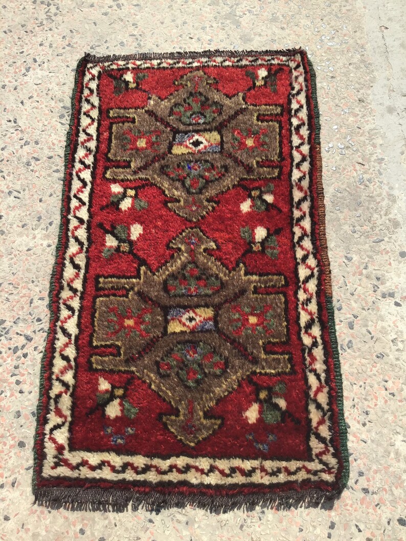 Area Rug Door Mat Anatolian Rug,Small Vintage Rug Small Rug 2,11x1,8 ft Small Rug,Red Rug Vintage Rug Handmade Rug 91x51 cm