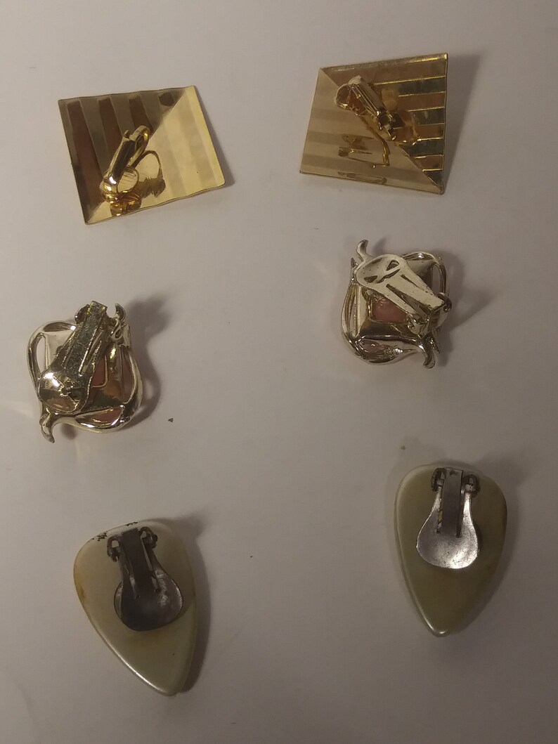 Set of 3 Vintage Clip On Earrings