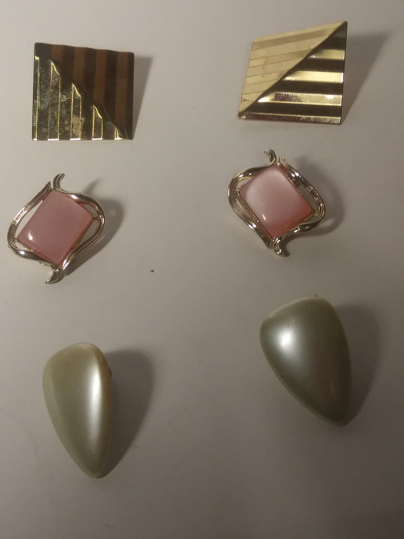 Set of 3 Vintage Clip On Earrings