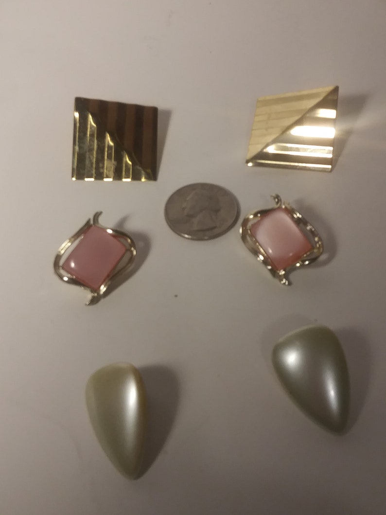 Set of 3 Vintage Clip On Earrings