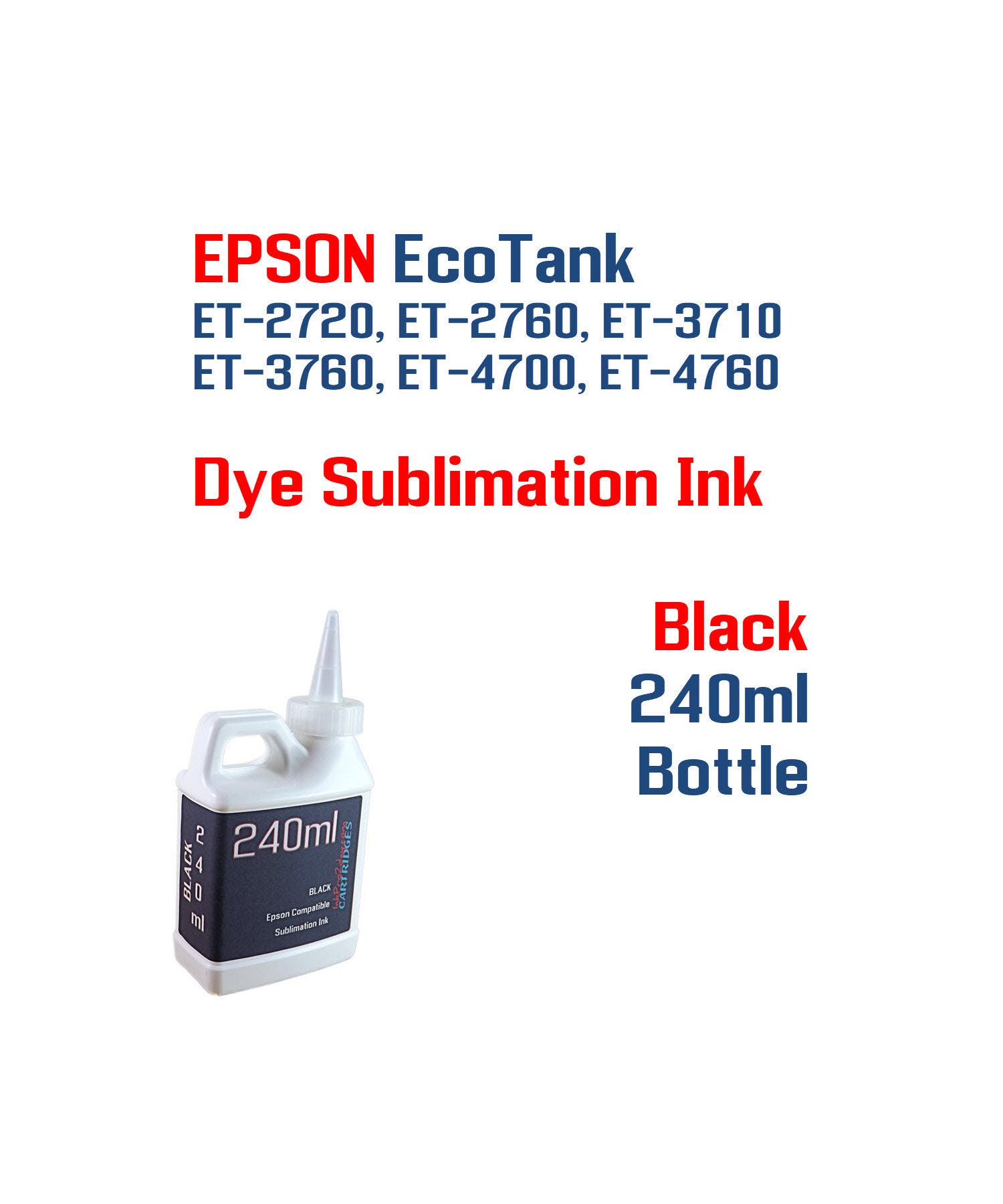 Black Dye Sublimation Ink Epson Ecotank Et 2720 Et 2760 Etsy