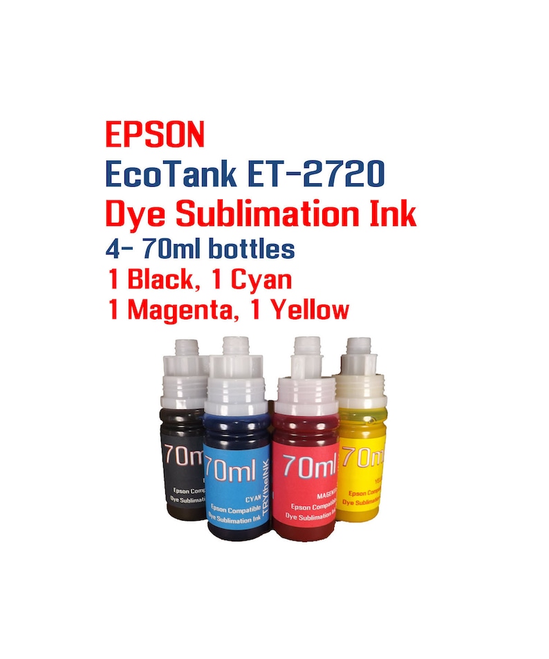 Dye Sublimation Ink Epson EcoTank ET-2720 printers 4 70ml | Etsy
