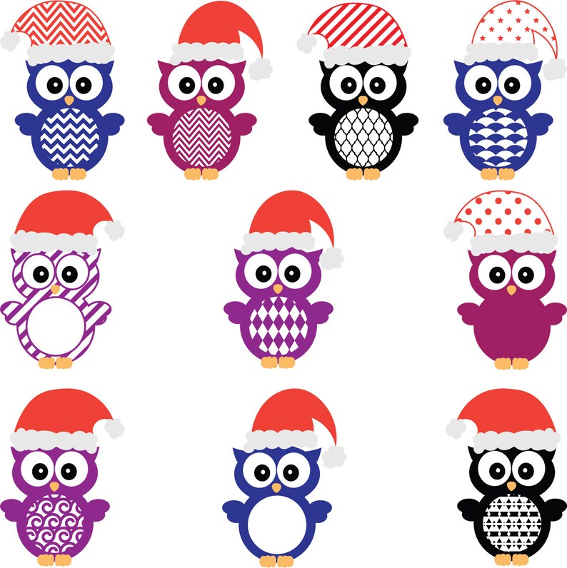 Download Christmas Owl Svg Bundle Files Monogram Dxf Cricut | Etsy