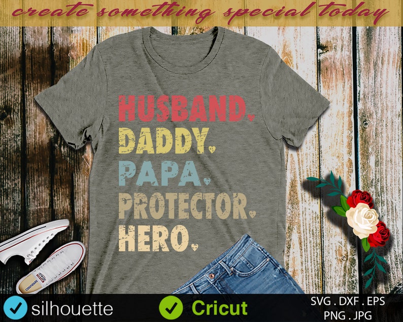 Husband Daddy Protector Hero SvG Grandpa SvG Dad SvG Papa | Etsy