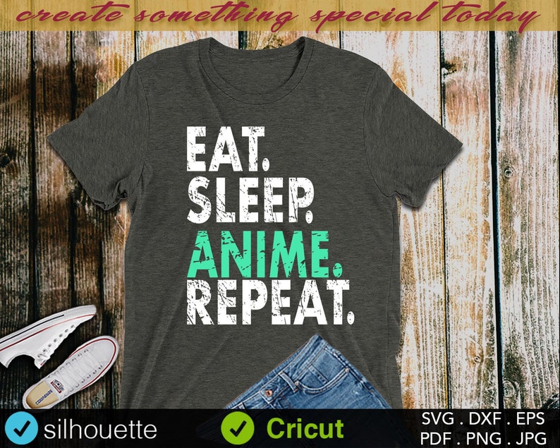 Download Instant Download Anime Vector Cut File Cutting Eat Sleep Anime Dxf Digital Clipart Japanese Anime Svg Files Design Printing Png Kits Kids Crafts