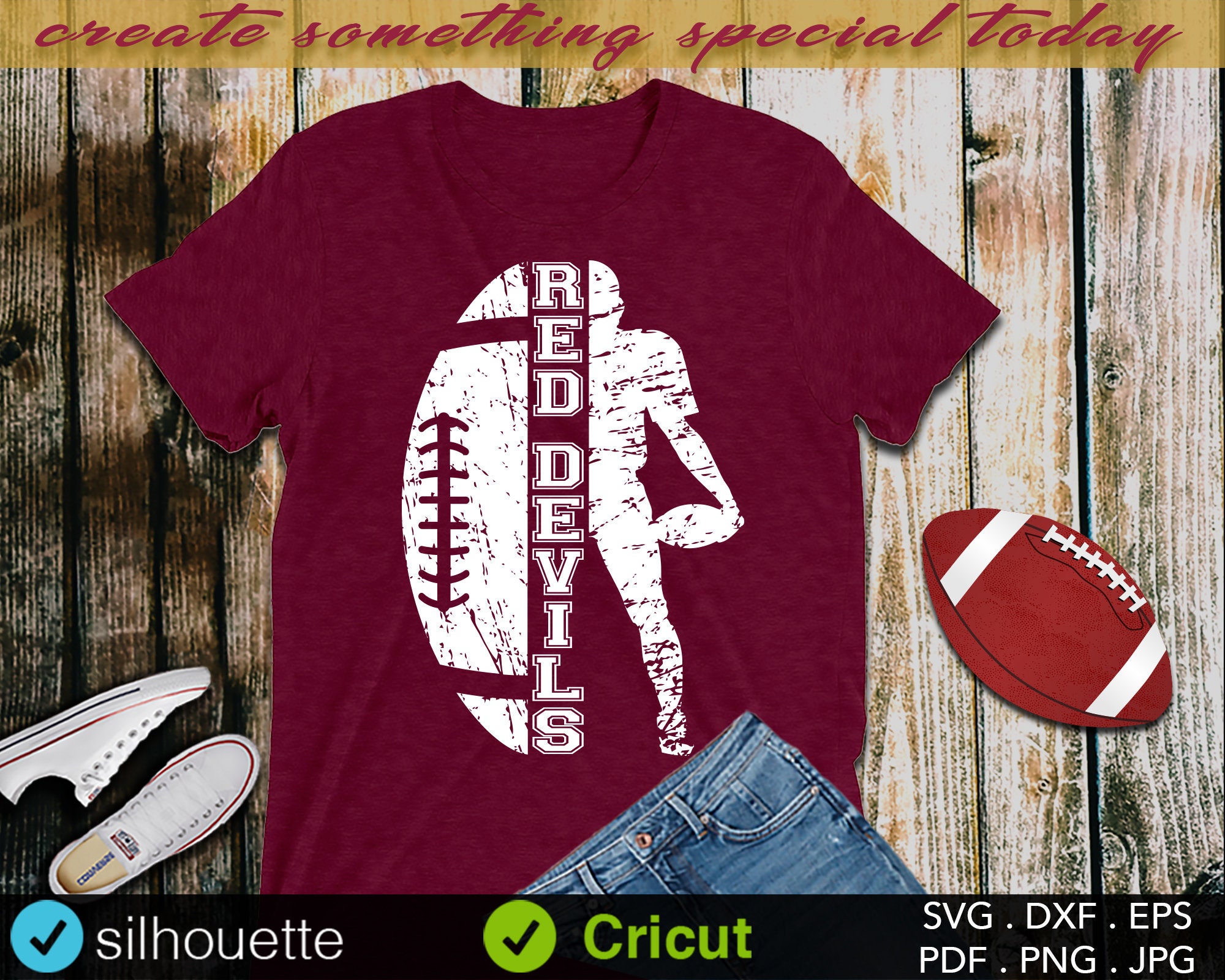 Red Devils Svg Football Vintage Grunge Distressed Etsy