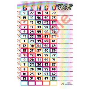 Lot ADVANCE RAINBOW BINGO, carte principale, 2 Mini inclus, 15 lignes, 75 boules