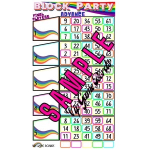 VALUE PACK ** Ensemble Rainbow BLOCK Party Advance - 2 cartes principales incluses, 5 Minis, All Mixed Number, 7 Pdf total