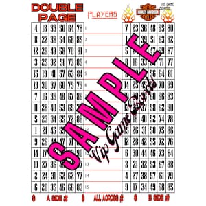 Harley D Inspired DOUBLE PAGE HOUDINI Bingo, 90 Balls, 15 Lines, Mixed