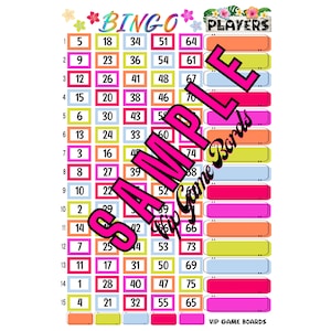 BRIGHT Summer Rainbow BINGO, 15 Lines, 75 Balls, Mixed, Straight Included. Mixed Houdini Friendly