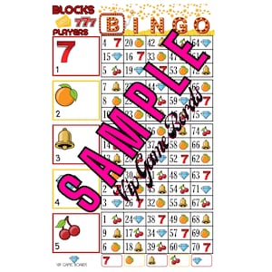 Block Value Pack** !!! 5 PACK- Lucky 7 Block BINGO, 75 Balls, 5 blocks Mixed Numbers, 5 Sheets