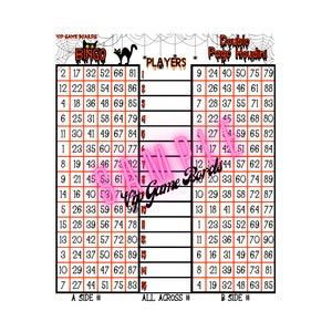 Spooked Black Cat Double Page HOUDINI / Regular BINGO Board, 90 Balls, Mixed, 1 Pdf