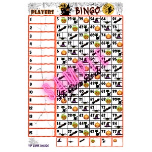 HALLOWEEN FAVS Mix BINGO 15 Lines, 90 Balls, Mixed (Mixed Houdini Friendly)